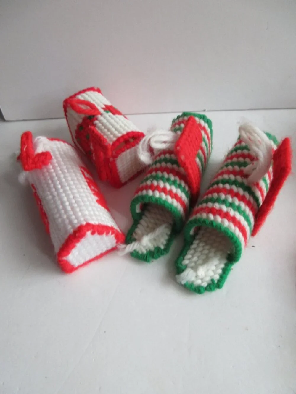 31 Plastic Canvas Handmade 3D Needlepoint Christmas Ornaments 1